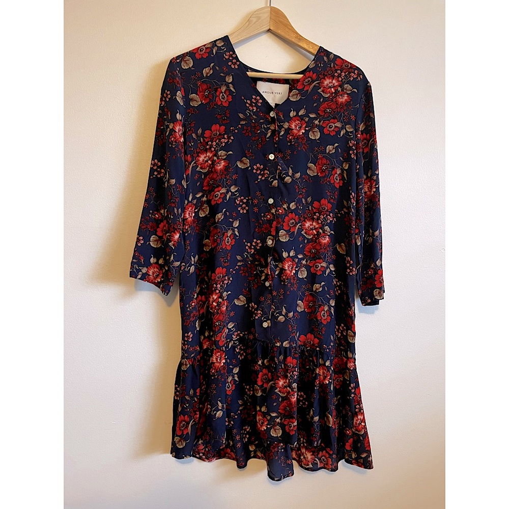 Amour Vert Ingrid 100% Silk Printed Dress